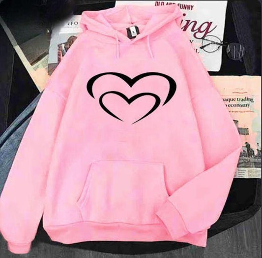 1 Pc Women's Stitched Fleece Heart Pullover Hoodie