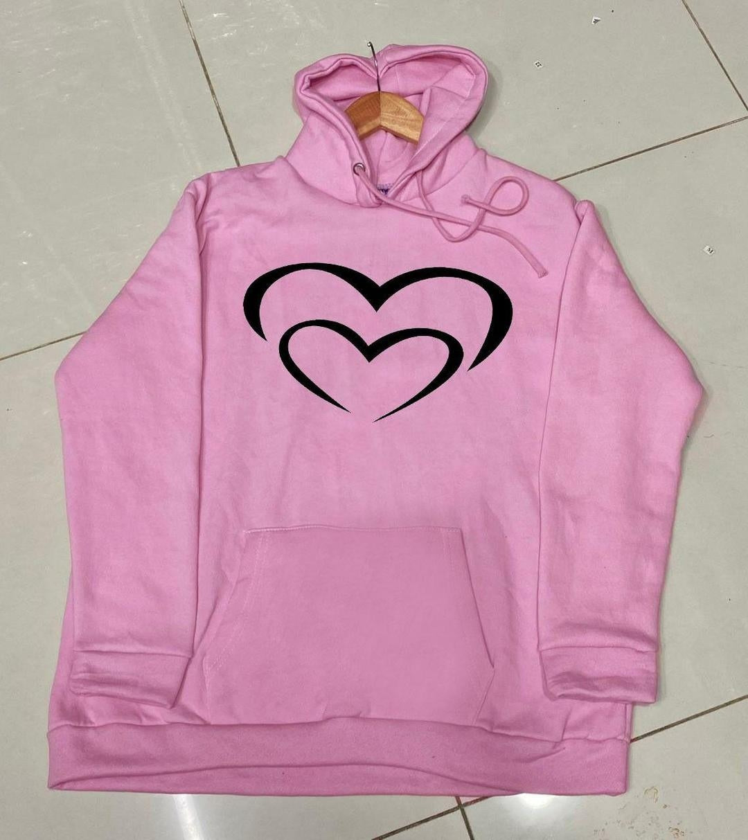 1 Pc Women's Stitched Fleece Heart Pullover Hoodie