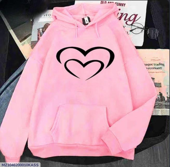 1 Pc Women's Stitched Fleece Heart Pullover Hoodie