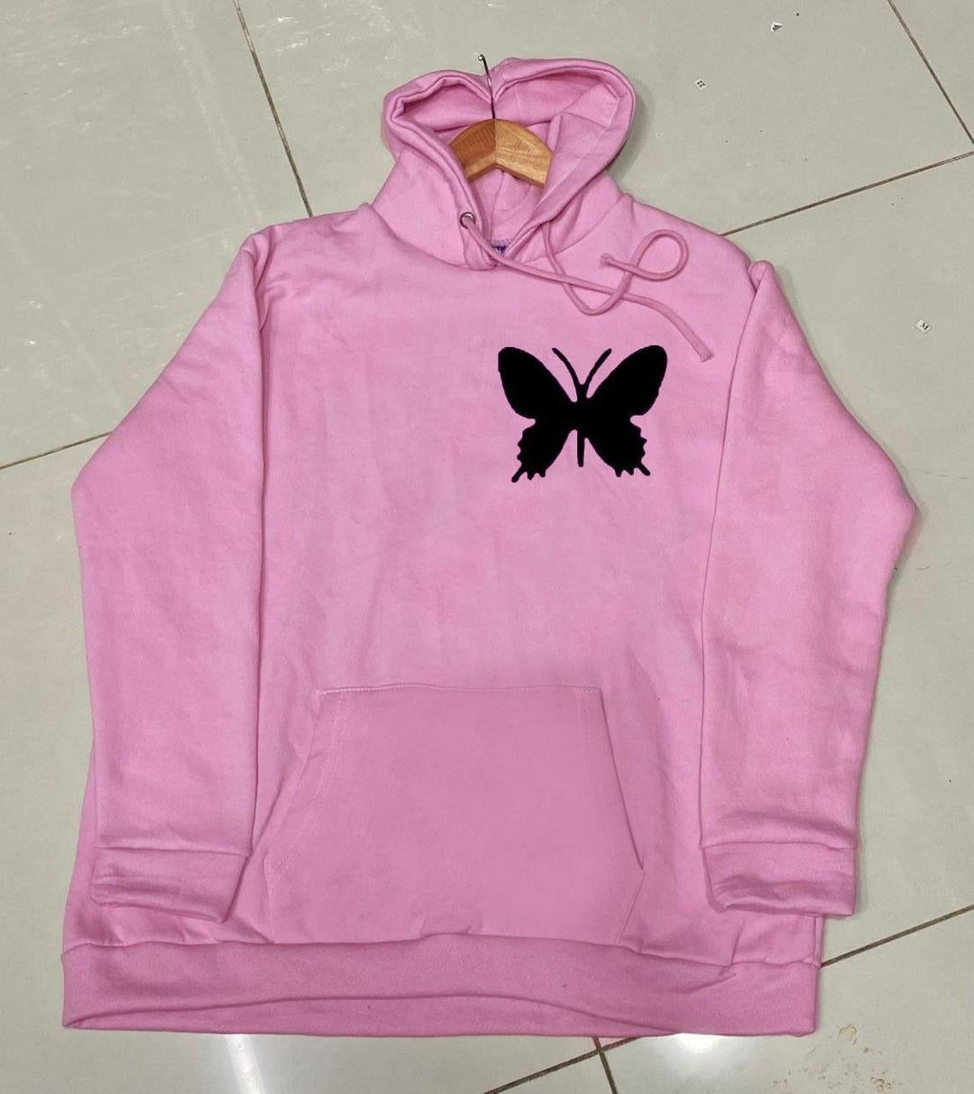 1 Pc Women's Stitched Fleece Butterfly Pullover Hoodie